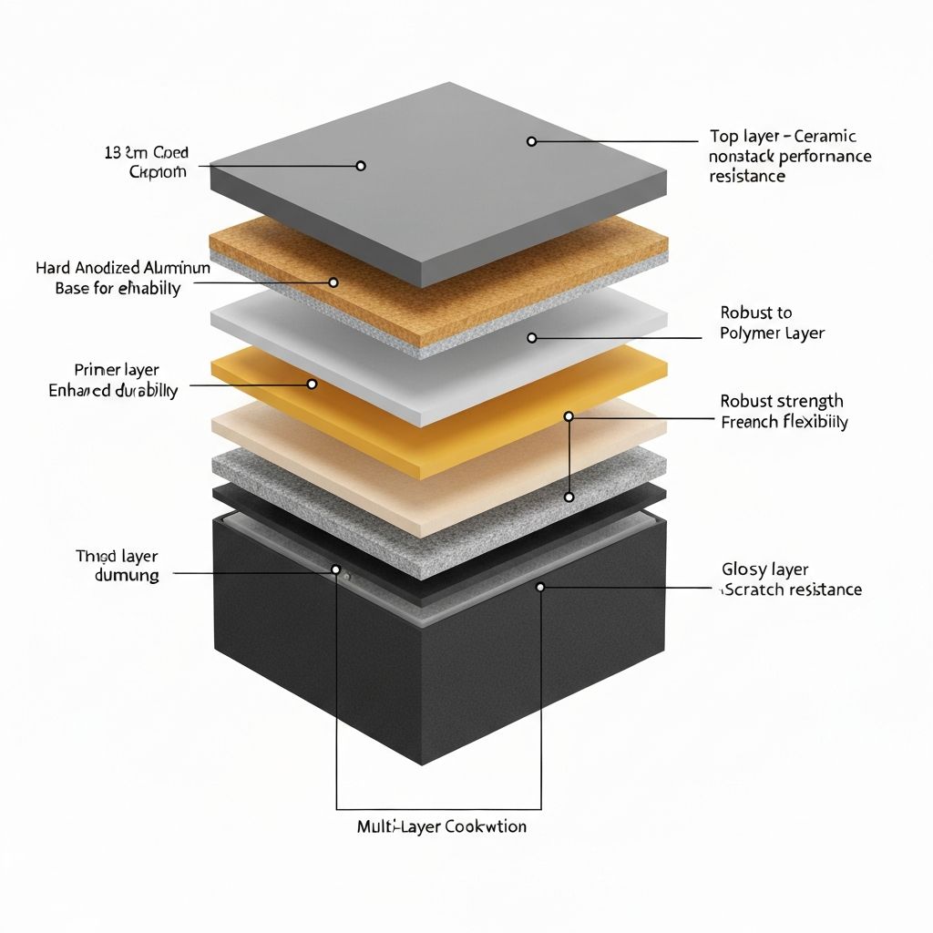 Cross-section diagram showing Ninja cookware layers